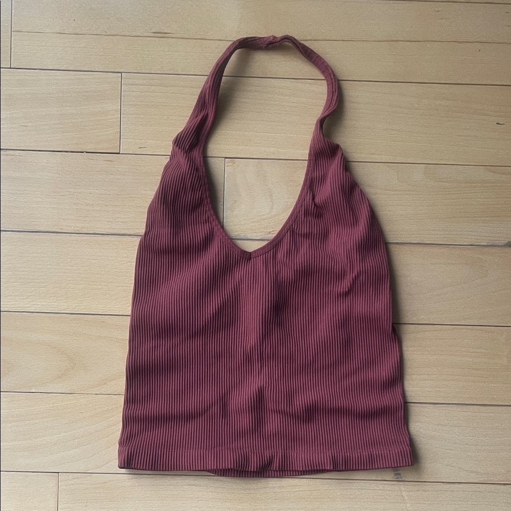 Urban Outfitters Out From Under Burgundy Jackie Seamless Cropped Halter Top - Picture 2 of 6